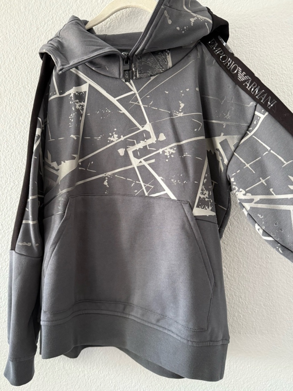 Emporio Armani EA7 Gray Graphic Pullover Hoodie